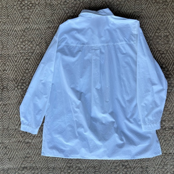 Eileen Fisher White Organic Cotton Button Up Blouse Womens Size M Minimalist - Picture 7 of 7